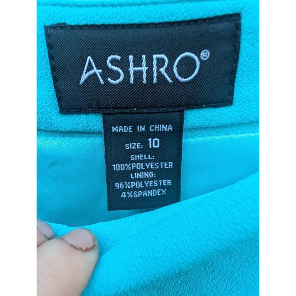 Ashro Womens Reneta Turquoise Pant Suit Ruffle Hem Flare Sleeve Sz 10/12 - Picture 6 of 7